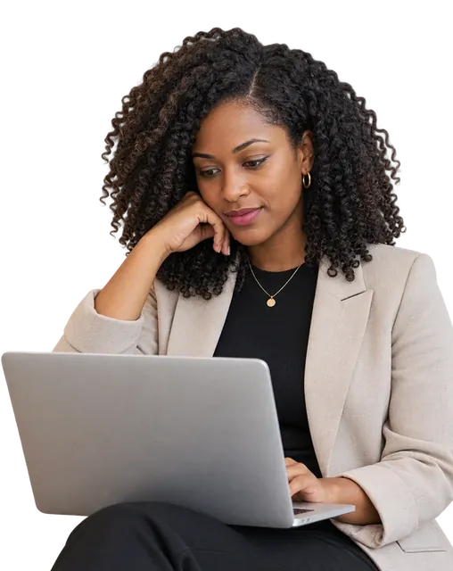 Woman reading an email on her laptop